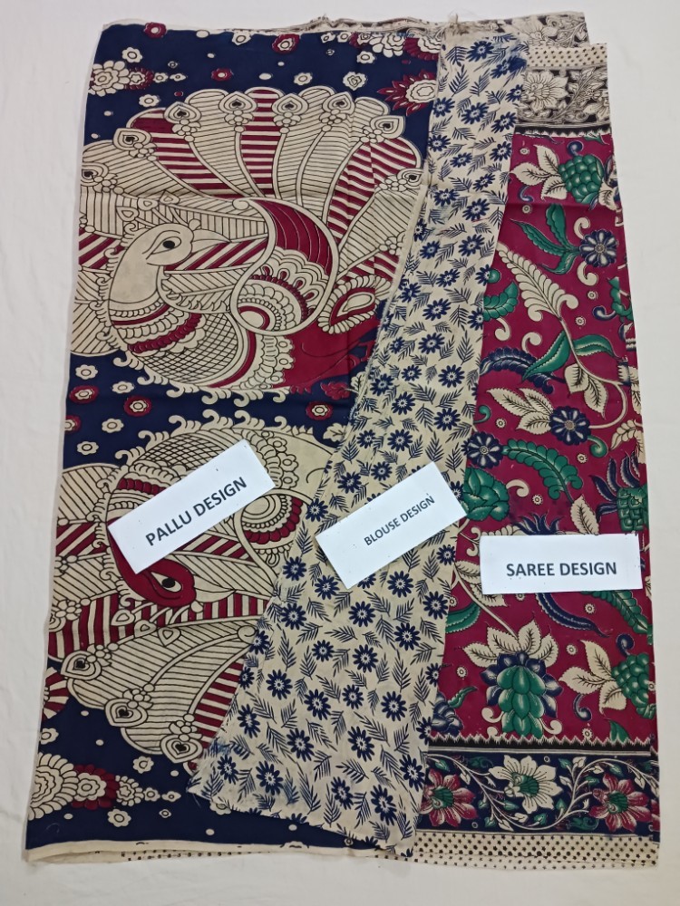 Product : KALAMKARI CHENNUR SILK SAREES WITH BLOUSE -- KCSS0024