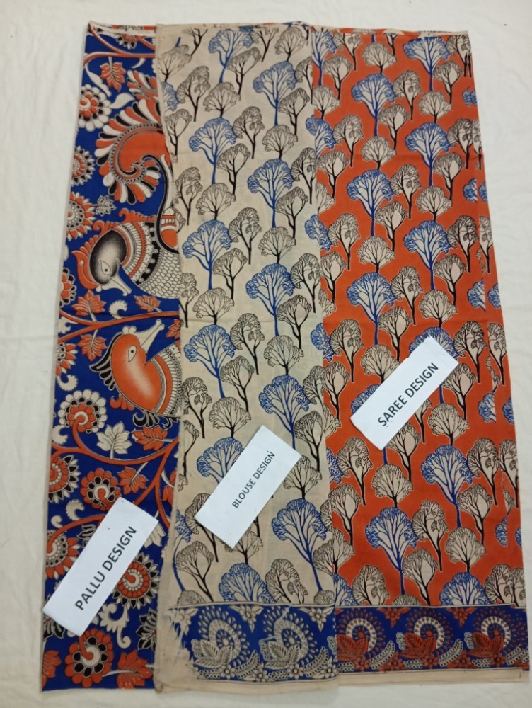 Product : KALAMKARI COTTON SAREES WITH BLOUSE -- KCS0010