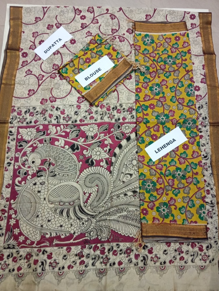 Product : KALAMKARI NELLORE SILK LEHENGA SETS -- KNSLS0012