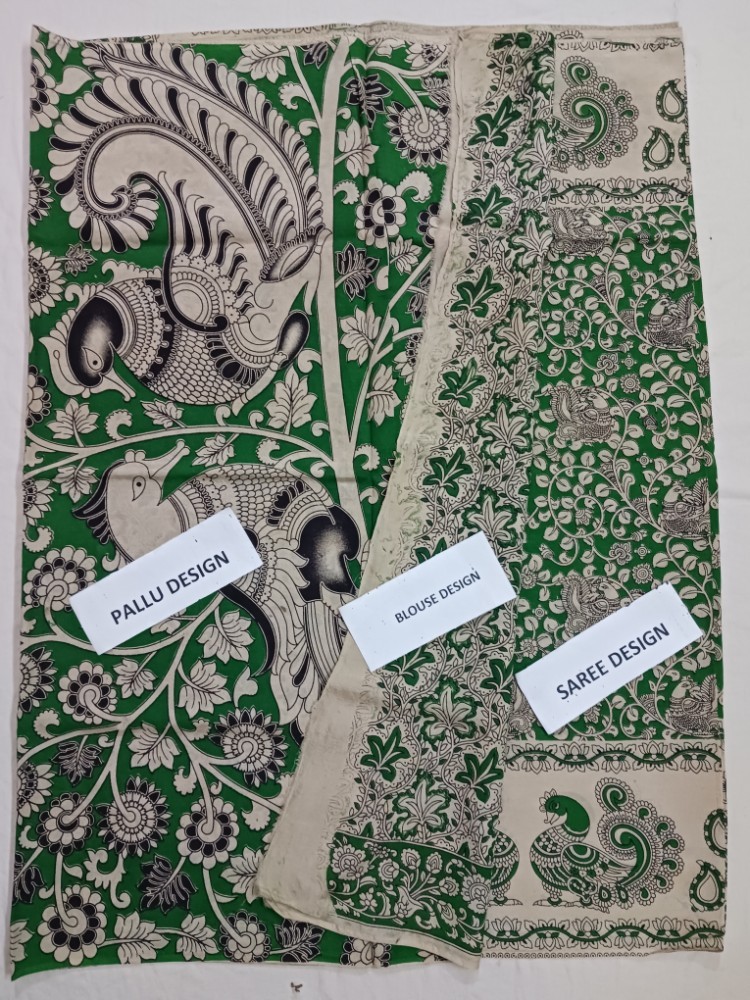 Product : KALAMKARI CHENNUR SILK SAREES WITH BLOUSE -- KCSS0022