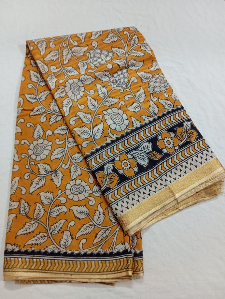 Product : KALAMKARI KOTA COTTON JARI BORDER SAREES WITH BLOUSE -- KKCJS0019
