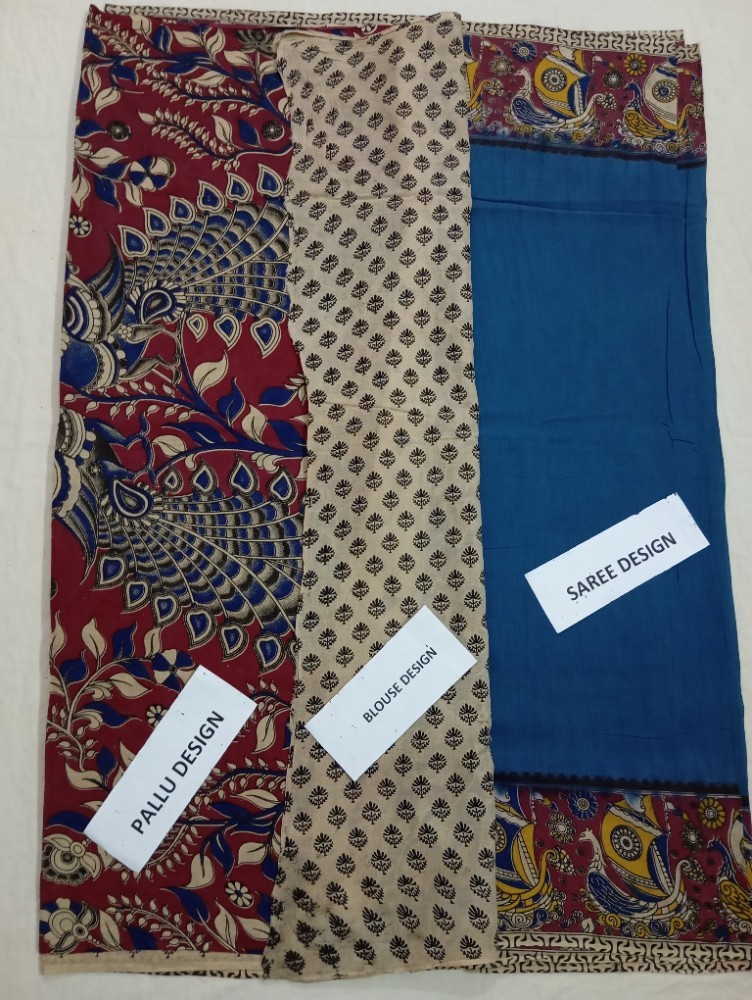 Product : KALAMKARI COTTON DYEING SAREES WITH BLOUSE-- KCDS0001