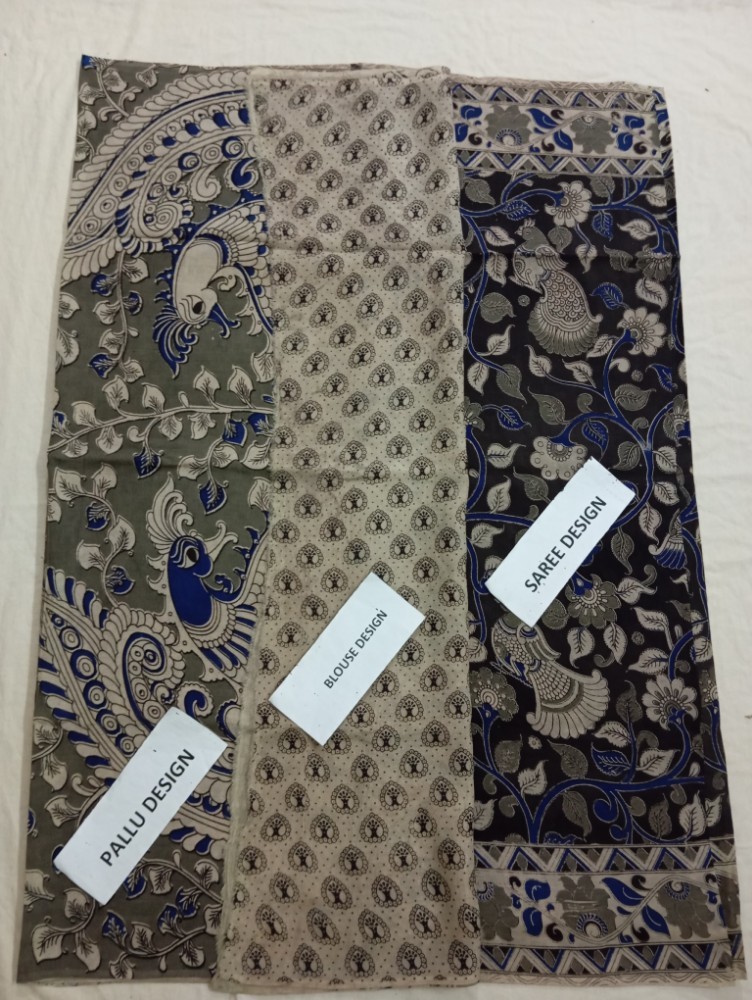 Product : KALAMKARI CHENNUR SILK SAREES WITH BLOUSE -- KCSS0012