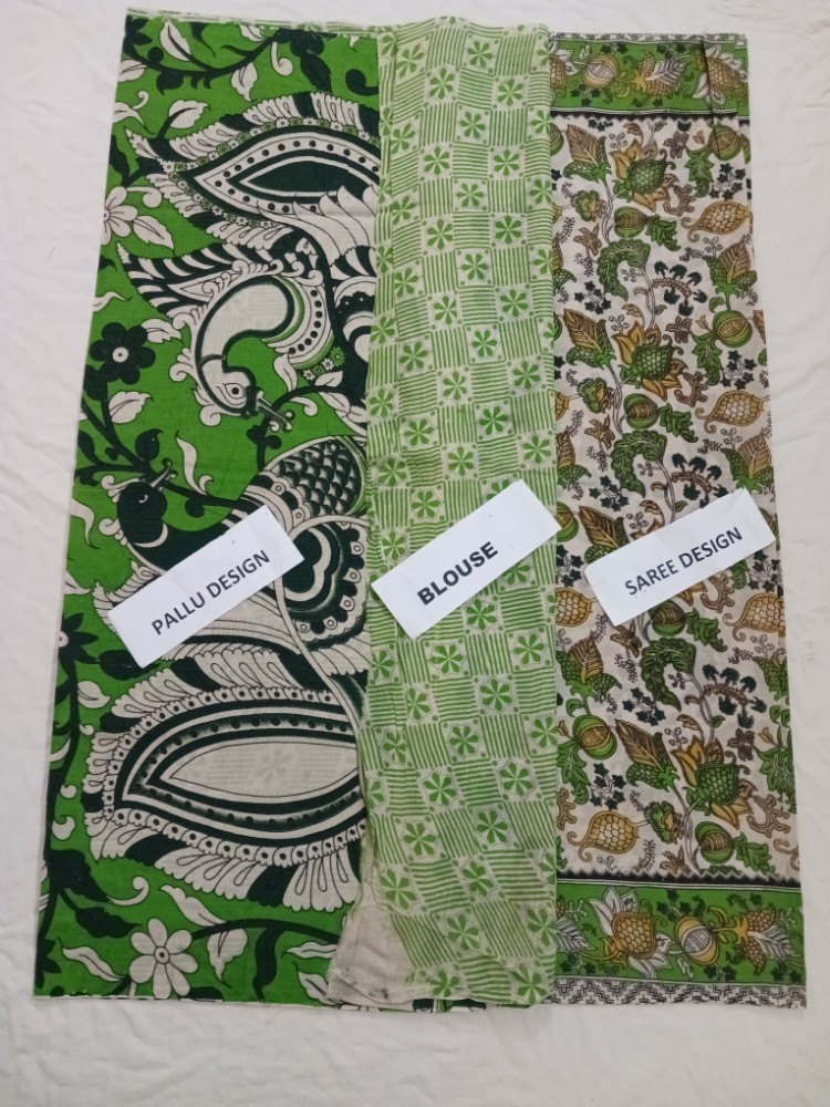 Product : KALAMKARI COTTON SAREES WITH BLOUSE -- KCS0012
