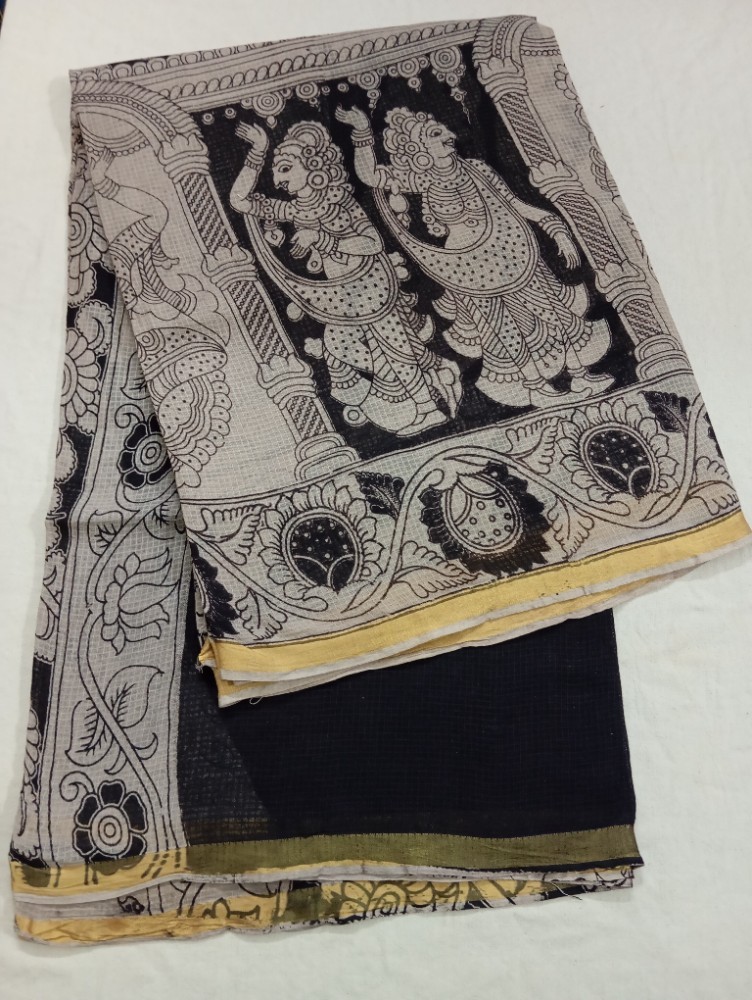 Product : KALAMKARI KOTA COTTON JARI BORDER SAREES WITH BLOUSE -- KKCJS0029