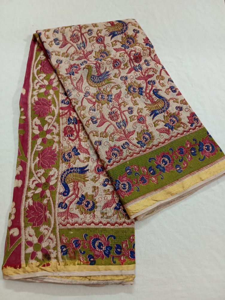 Product : KALAMKARI KOTA COTTON JARI BORDER SAREES WITH BLOUSE -- KKCJS0008