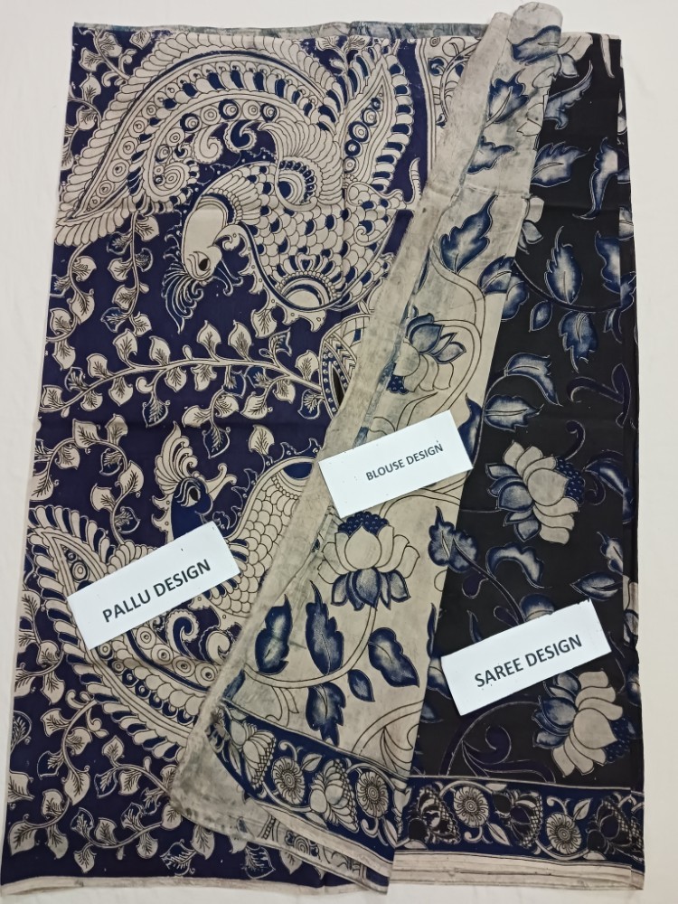 Product : KALAMKARI CHENNUR SILK SAREES WITH BLOUSE -- KCSS0008