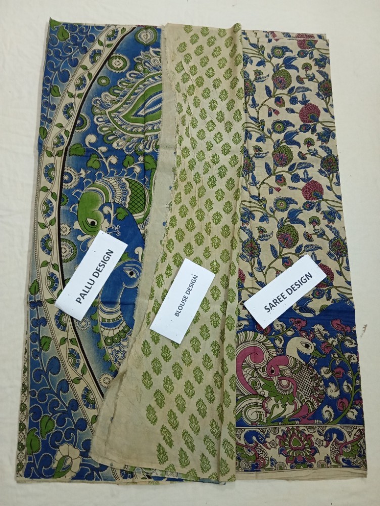 Product : KALAMKARI CHENNUR SILK SAREES WITH BLOUSE -- KCSS0007