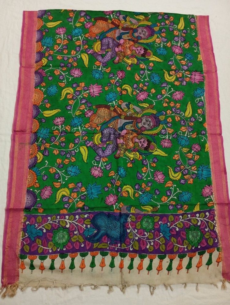 Product : PEN KALAMKARI NELLORE SILK DUPATTA -- PKNSD0012
