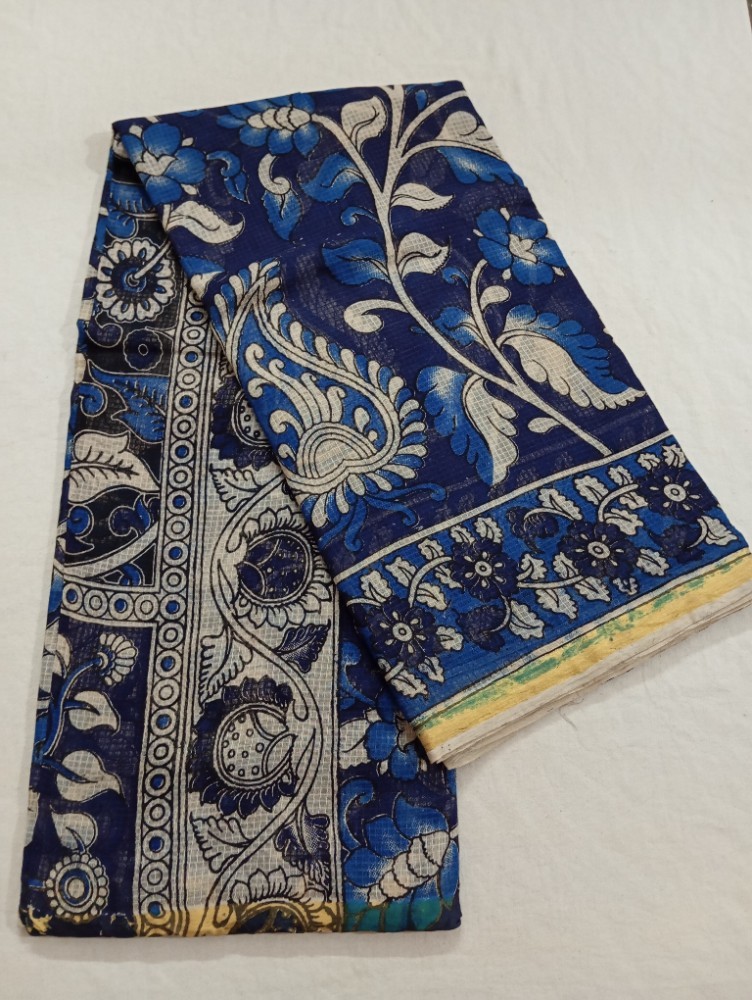 Product : KALAMKARI KOTA COTTON JARI BORDER SAREES WITH BLOUSE -- KKCJS0003