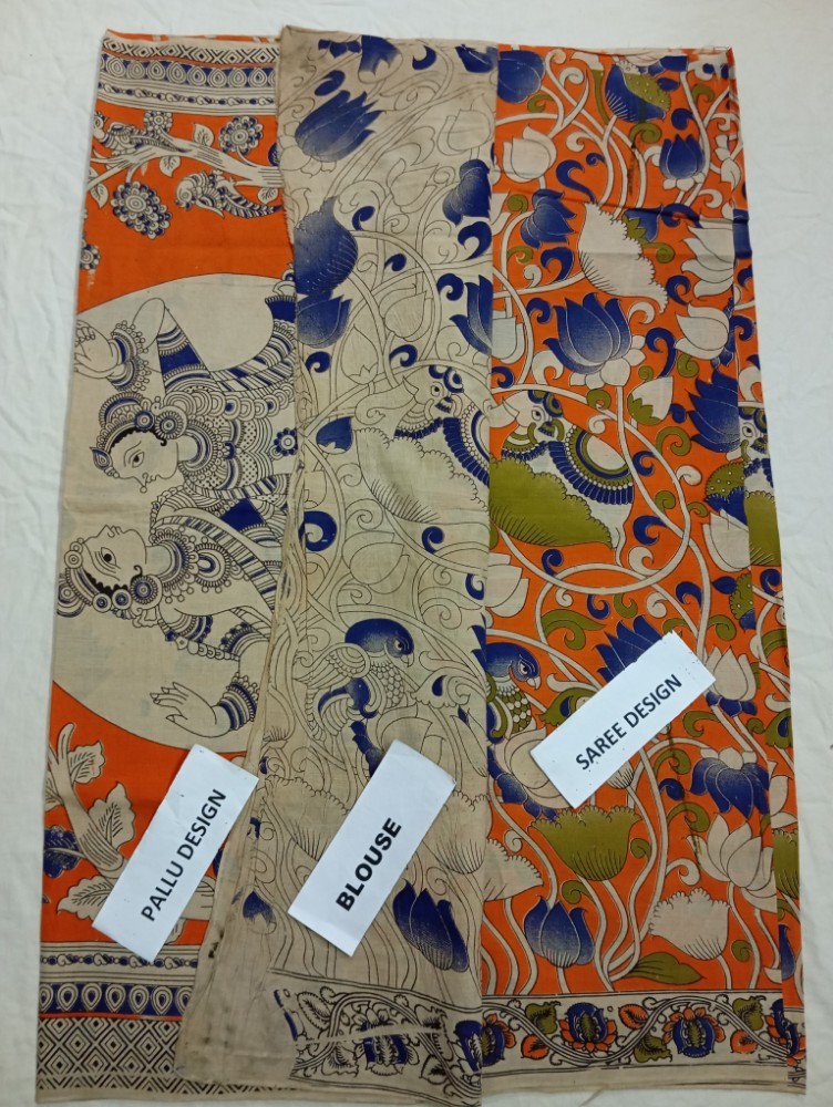 Product : KALAMKARI COTTON SAREES WITH BLOUSE -- KCS0026