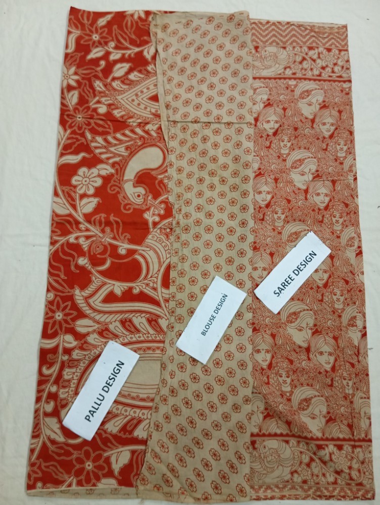 Product : KALAMKARI COTTON SAREES WITH BLOUSE -- KCS0018