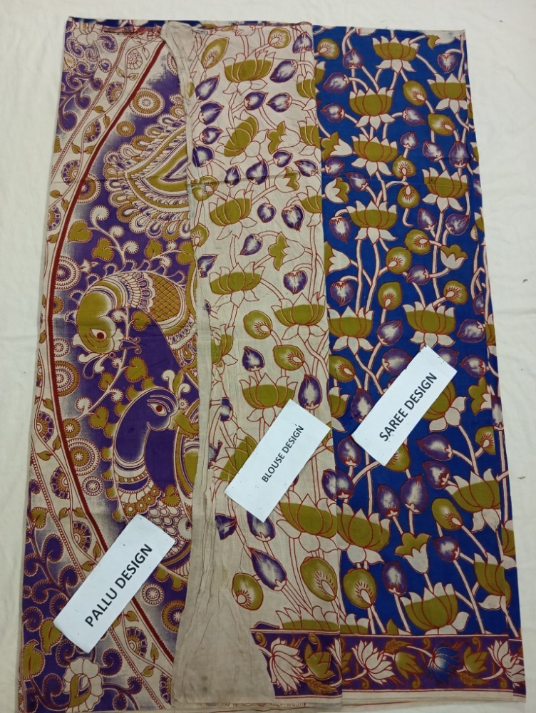 Product : KALAMKARI COTTON SAREES WITH BLOUSE -- KCS0021