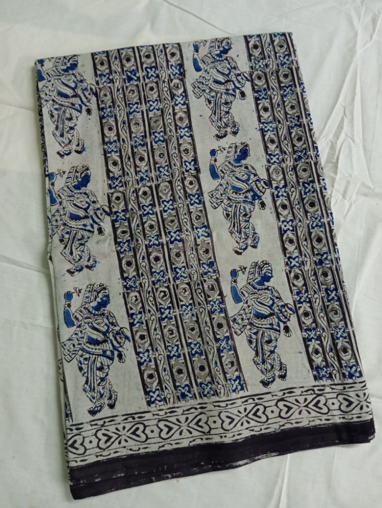 Product : KALAMKARI COTTON HANDBLOCK PRINT SAREE- KCHBS0001