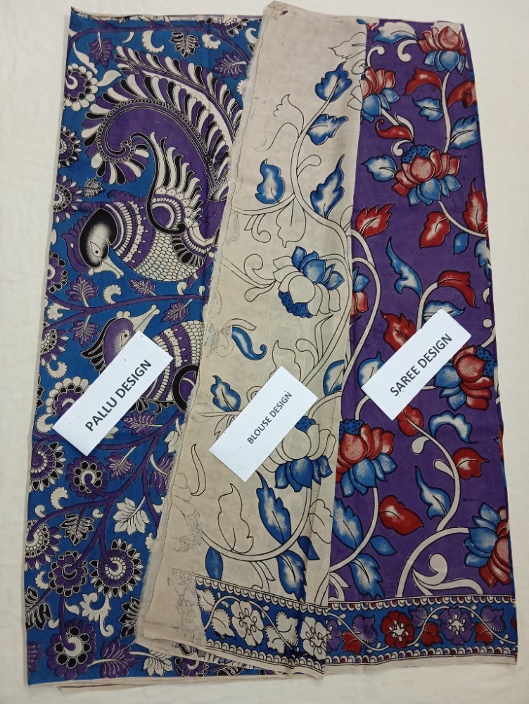 Product : KALAMKARI CHENNUR SILK SAREES WITH BLOUSE -- KCSS0019