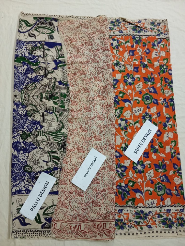 Product : KALAMKARI CHENNUR SILK SAREES WITH BLOUSE -- KCSS0016