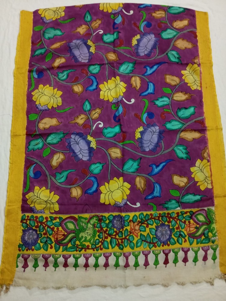 Product : PEN KALAMKARI NELLORE SILK DUPATTA -- PKNSD0014
