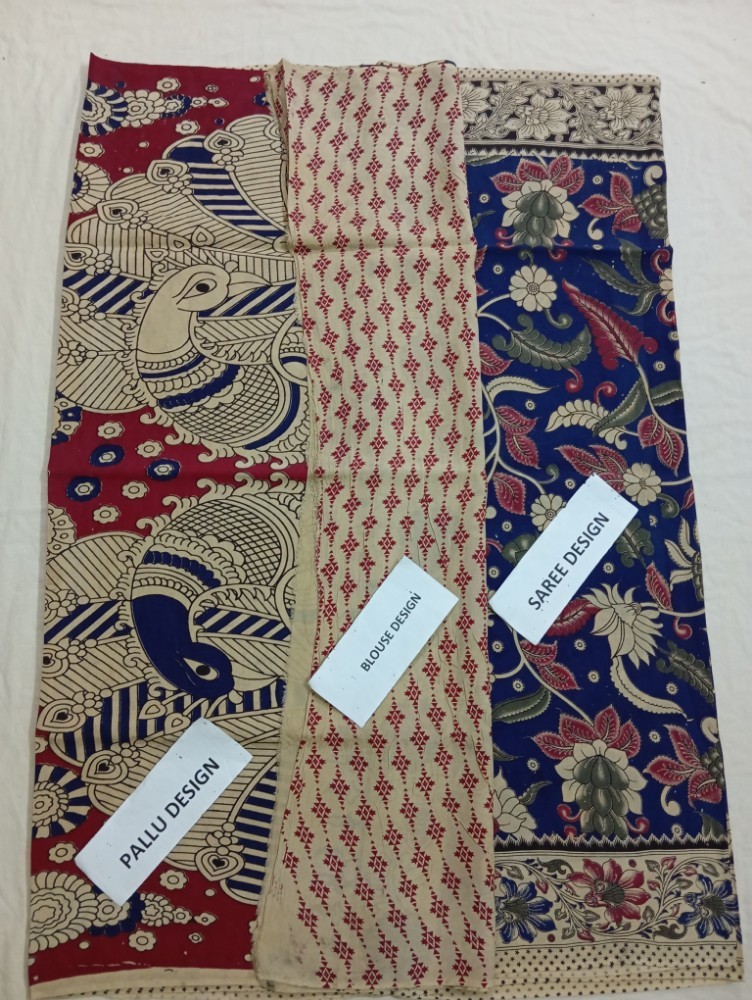 Product : KALAMKARI CHENNUR SILK SAREES WITH BLOUSE -- KCSS0018