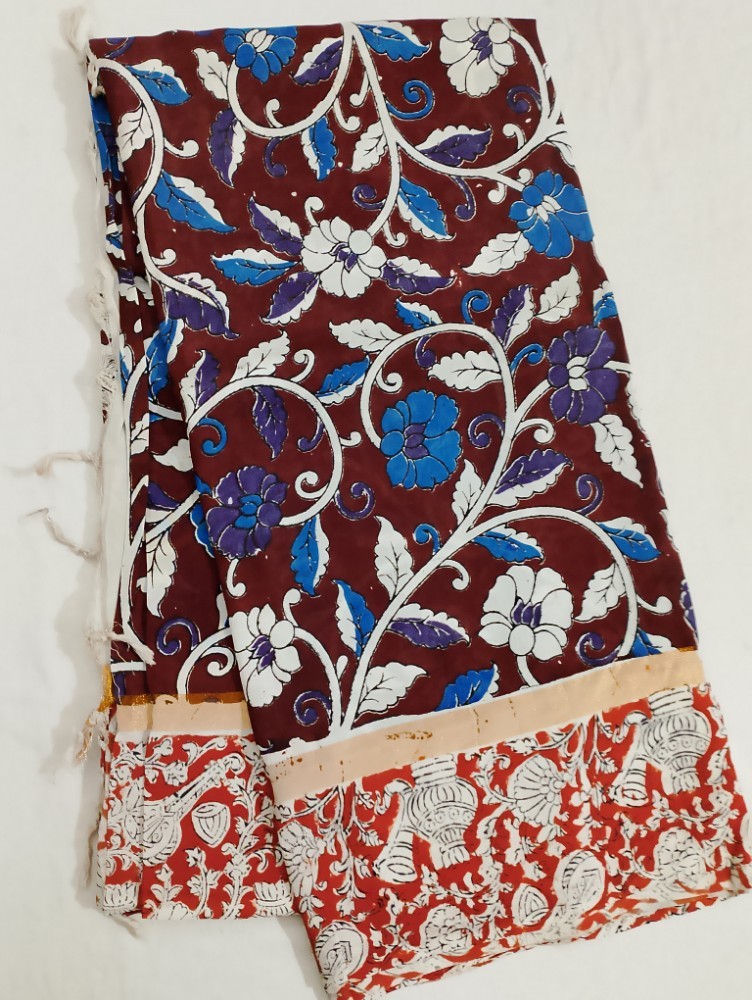 Product : KALAMKARI CHENNUR SILK KADI BORDER SAREE -- KCSKBS0001