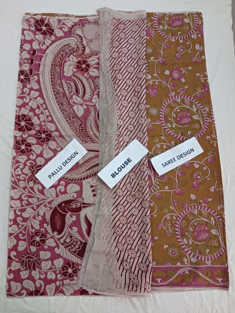 Product : KALAMKARI COTTON SAREES WITH BLOUSE -- KCS0011