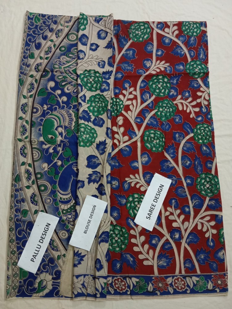 Product : KALAMKARI CHENNUR SILK SAREES WITH BLOUSE -- KCSS0005