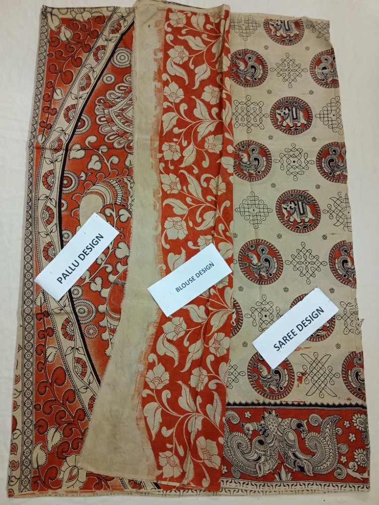Product : KALAMKARI CHENNUR SILK SAREES WITH BLOUSE -- KCSS0005