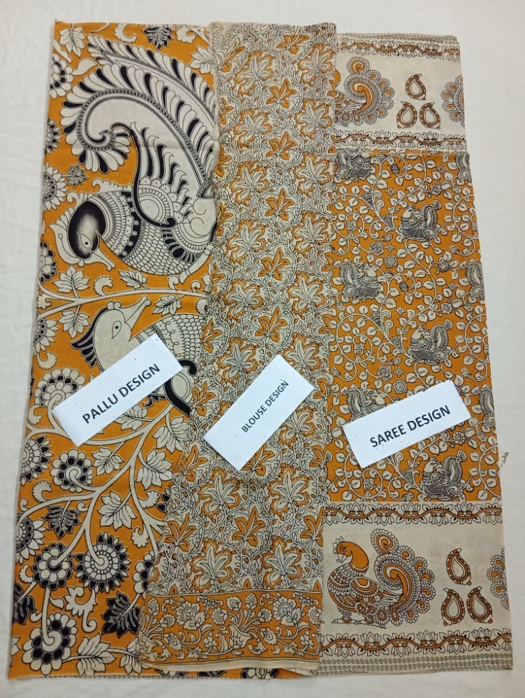 Product : KALAMKARI CHENNUR SILK SAREES WITH BLOUSE -- KCSS0004