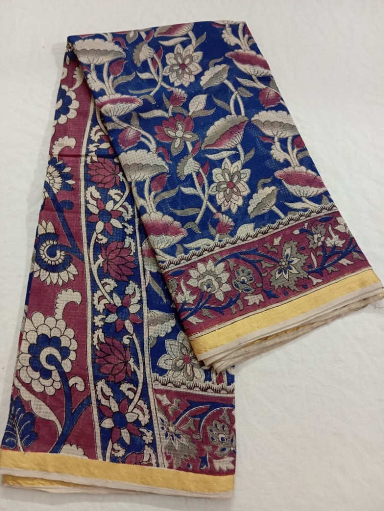 Product : KALAMKARI KOTA COTTON JARI BORDER SAREES WITH BLOUSE -- KKCJS0017