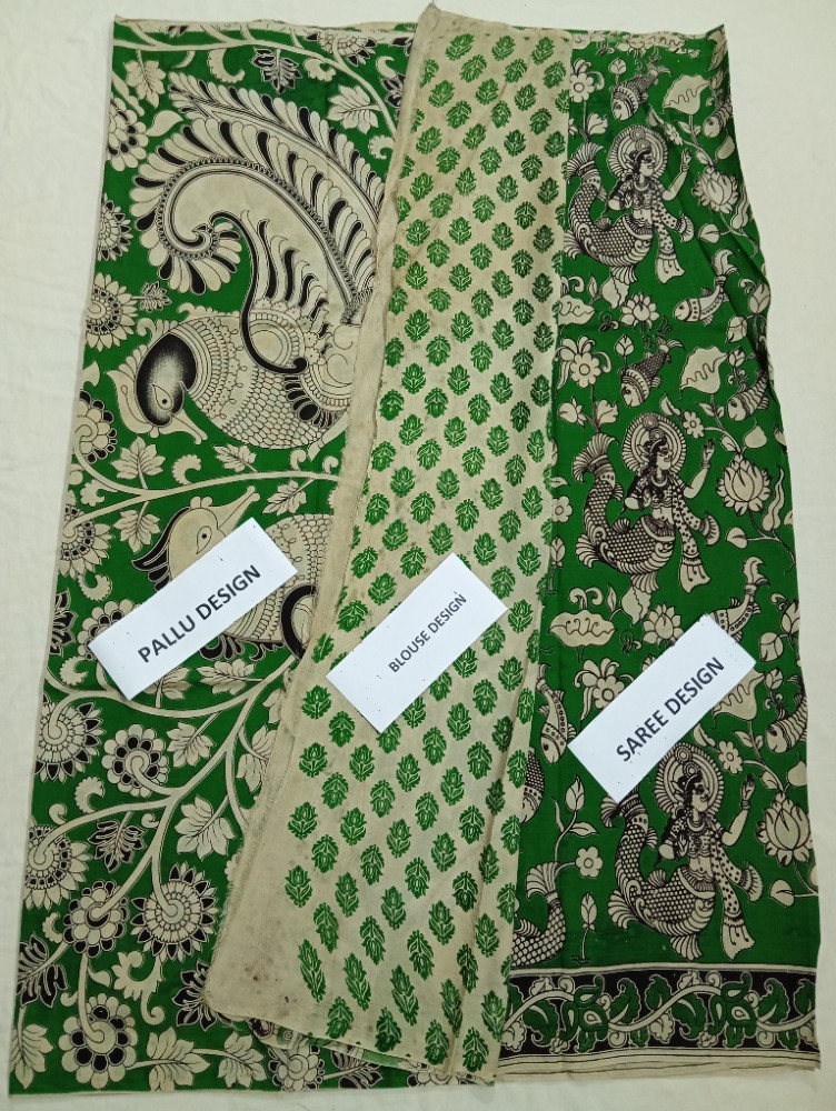 Product : KALAMKARI CHENNUR SILK SAREES WITH BLOUSE -- KCSS0012