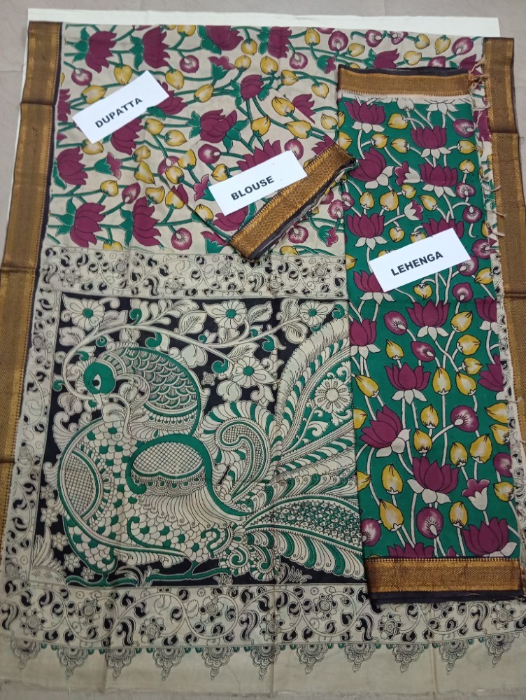 Product : KALAMKARI NELLORE SILK LEHENGA SETS -- KNSLS0004