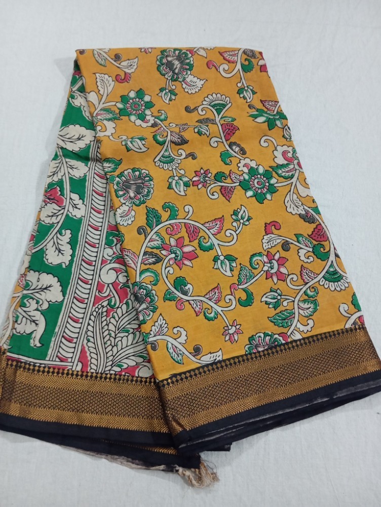 Product : KALAMKARI CHENNUR SILK NIZAM BORDER SAREES WITH BLOUSE -- KCSNBS0005