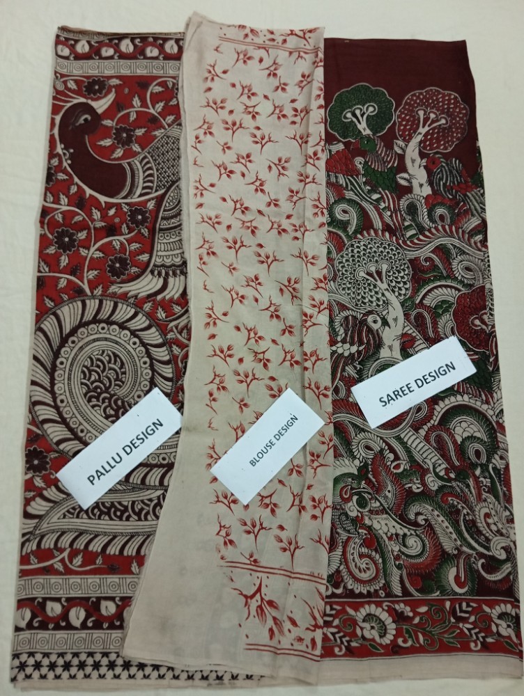 Product : KALAMKARI CHENNUR SILK SAREES WITH BLOUSE -- KCSS0021