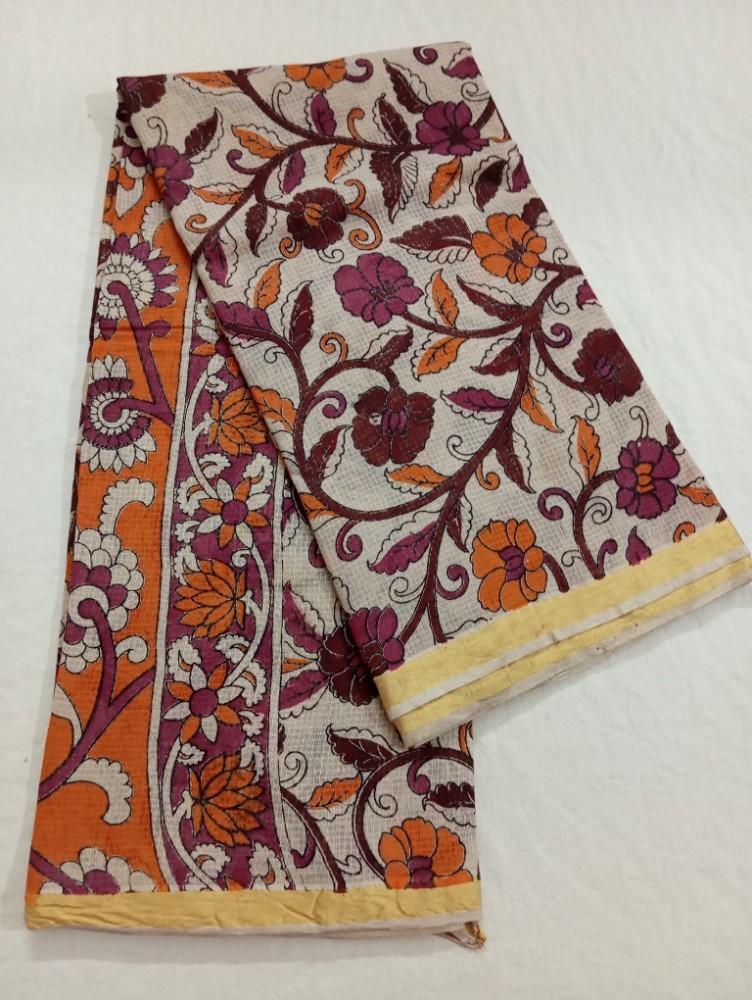 Product : KALAMKARI KOTA COTTON JARI BORDER SAREES WITH BLOUSE -- KKCJS0016