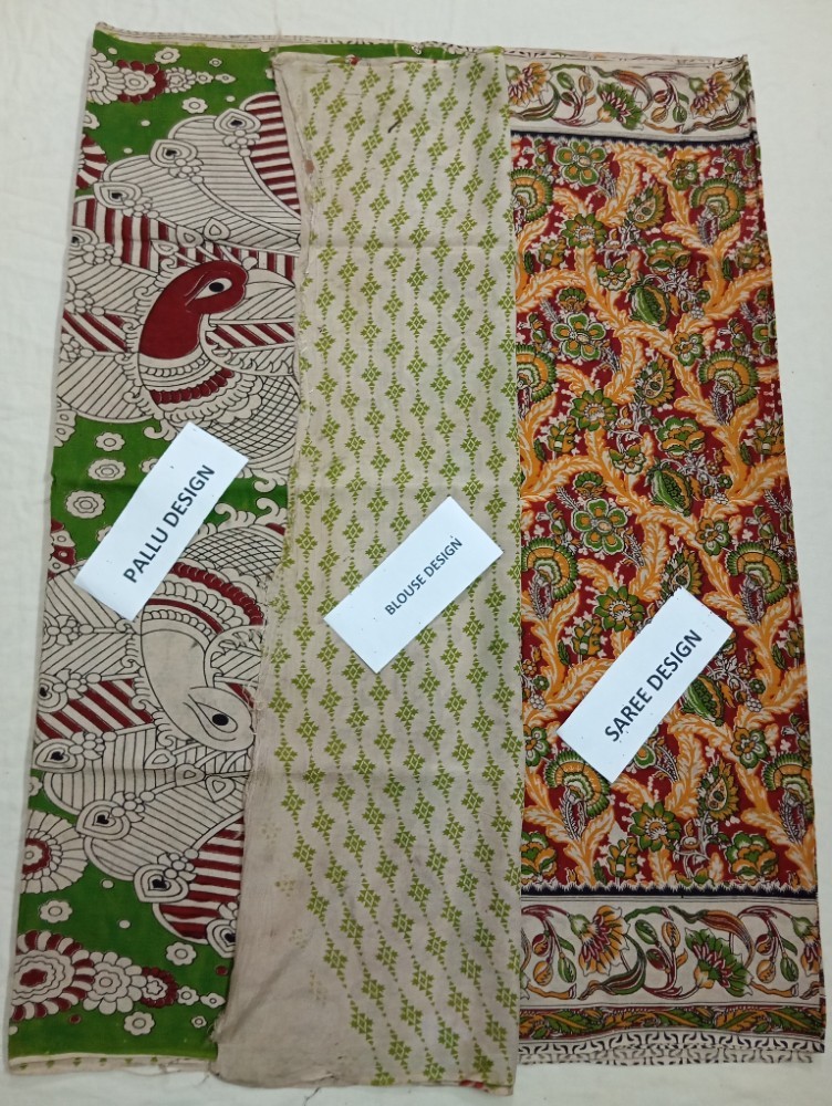 Product : KALAMKARI CHENNUR SILK SAREES WITH BLOUSE -- KCSS0010