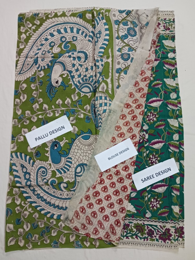 Product : KALAMKARI CHENNUR SILK SAREES WITH BLOUSE -- KCSS0009