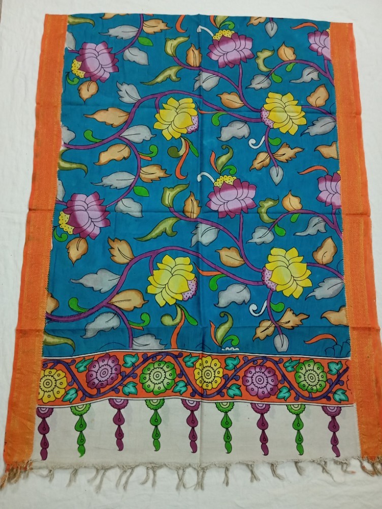 Product : PEN KALAMKARI NELLORE SILK DUPATTA -- PKNSD0004