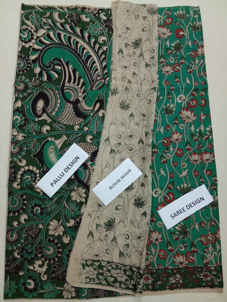 Product : KALAMKARI CHENNUR SILK SAREES WITH BLOUSE -- KCSS0022