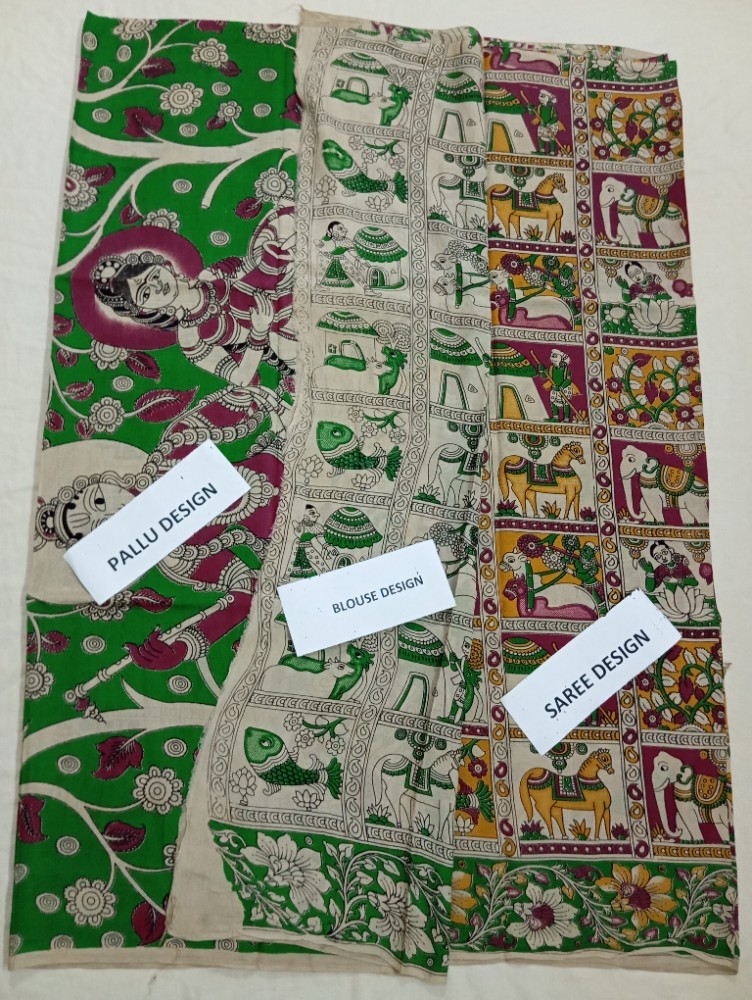 Product : KALAMKARI CHENNUR SILK SAREES WITH BLOUSE -- KCSS0006