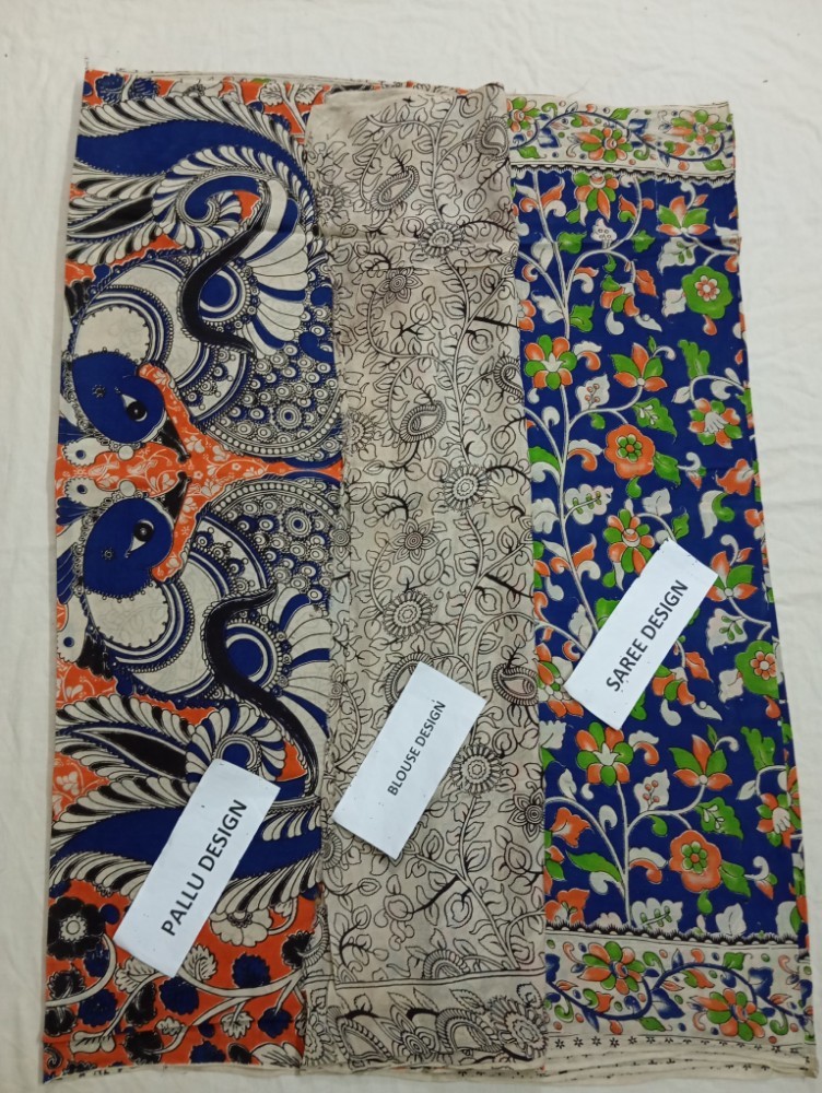 Product : KALAMKARI CHENNUR SILK SAREES WITH BLOUSE -- KCSS0017