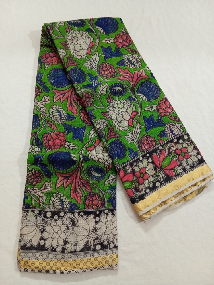 Product : KALAMKARI KOTA COTTON JARI BORDER SAREES WITH BLOUSE -- KKCJS0012