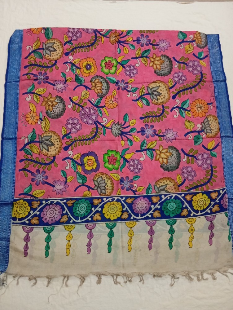 Product : PEN KALAMKARI NELLORE SILK DUPATTA -- PKNSD0003