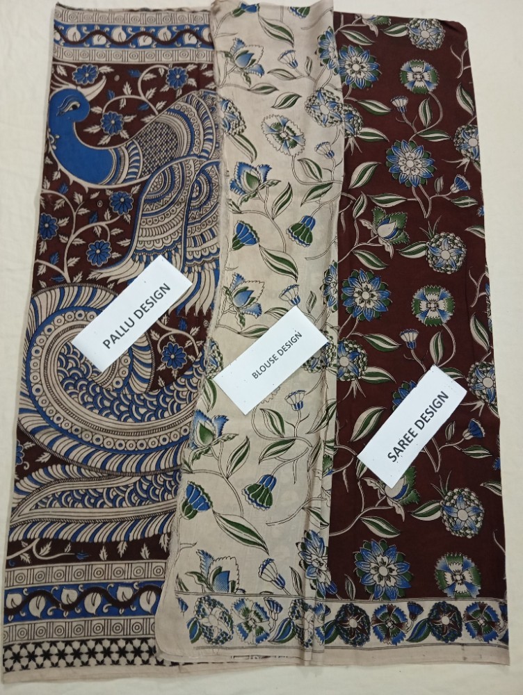 Product : KALAMKARI CHENNUR SILK SAREES WITH BLOUSE -- KCSS0014