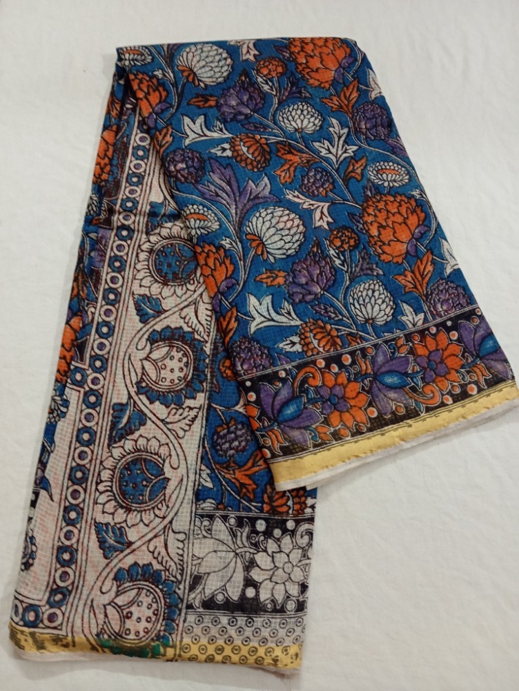 Product : KALAMKARI KOTA COTTON JARI BORDER SAREES WITH BLOUSE -- KKCJS0022