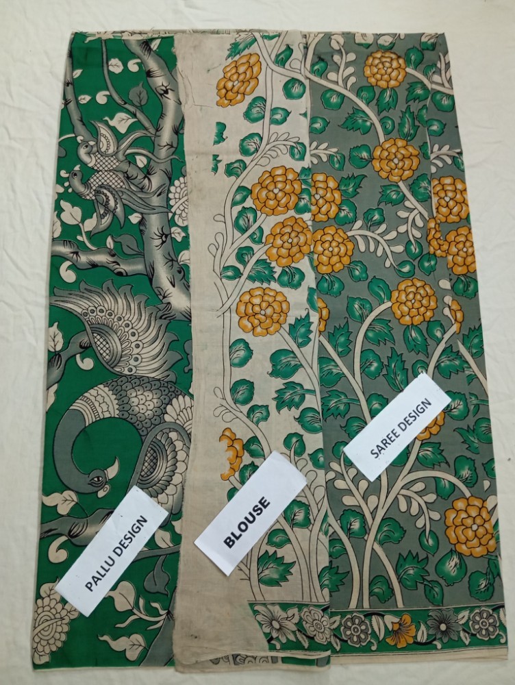 Product : KALAMKARI COTTON SAREES WITH BLOUSE -- KCS0012