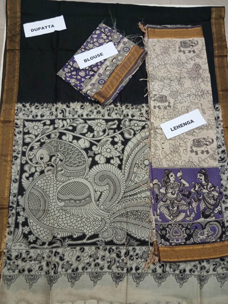 Product : KALAMKARI NELLORE SILK LEHENGA SETS -- KNSLS0003