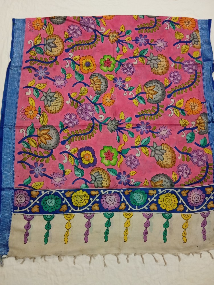 Product : PEN KALAMKARI NELLORE SILK DUPATTA -- PKNSD0001