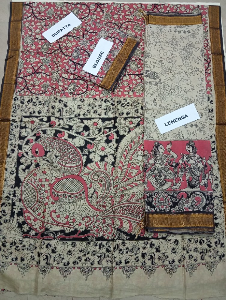 Product : KALAMKARI NELLORE SILK LEHENGA SETS -- KNSLS0010