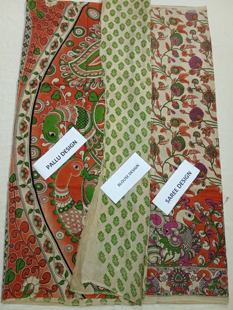 Product : KALAMKARI CHENNUR SILK SAREES WITH BLOUSE -- KCSS0003